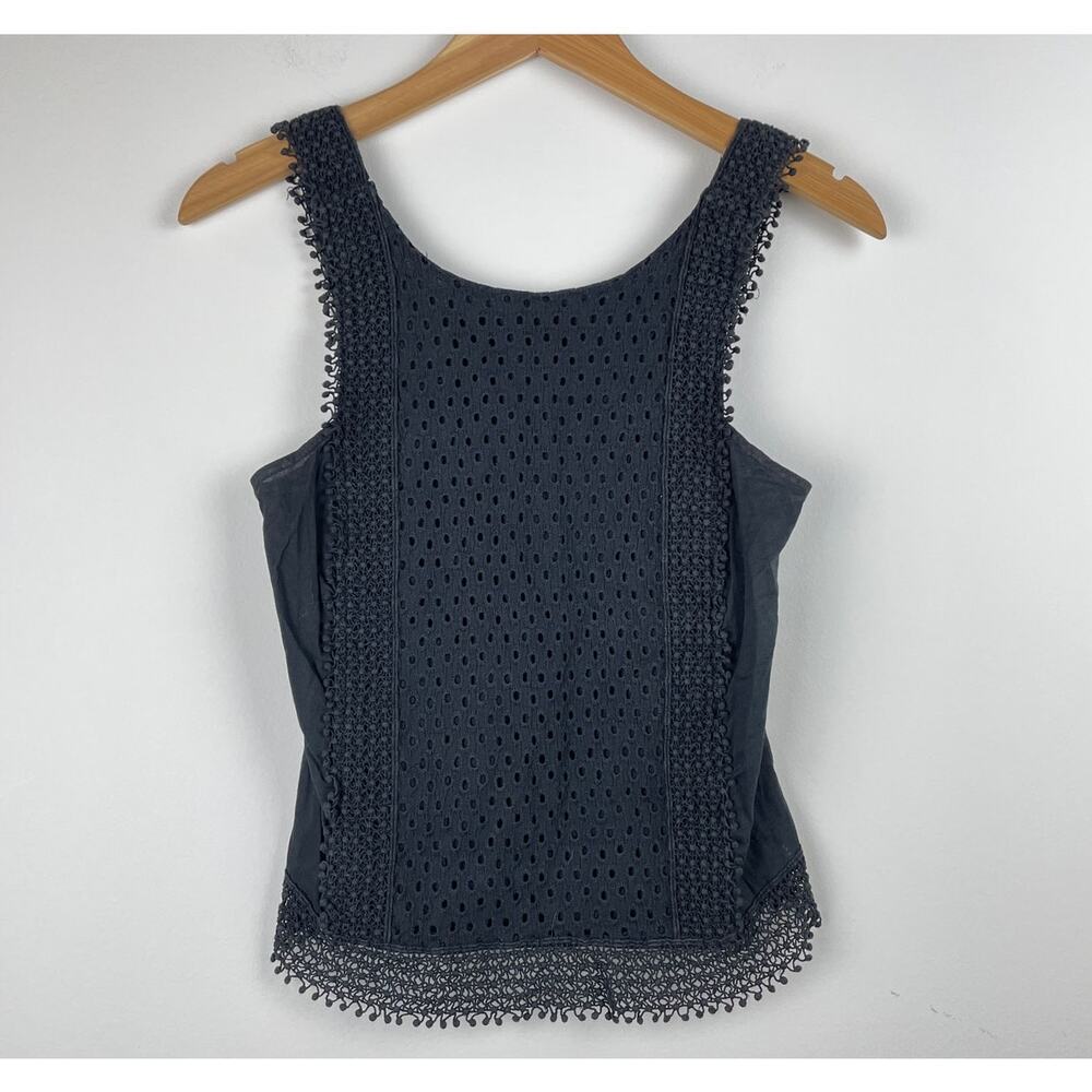 Who What Wear black thick strap eyelet tank top - size XS